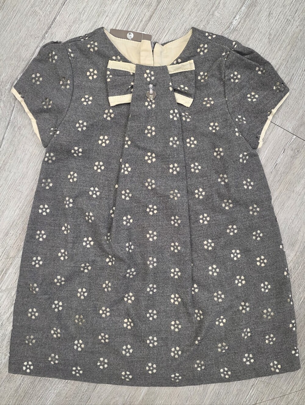 MAYORAL 18M Girls' Gray Floral Bow A-line Dress